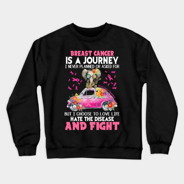 Breast Cancer Is A Journey Crewneck Sweatshirt by Camryndougherty